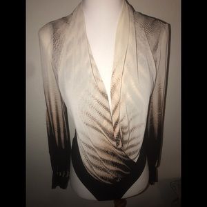 BEBE Long Sleeve Wrap Bodysuit XS